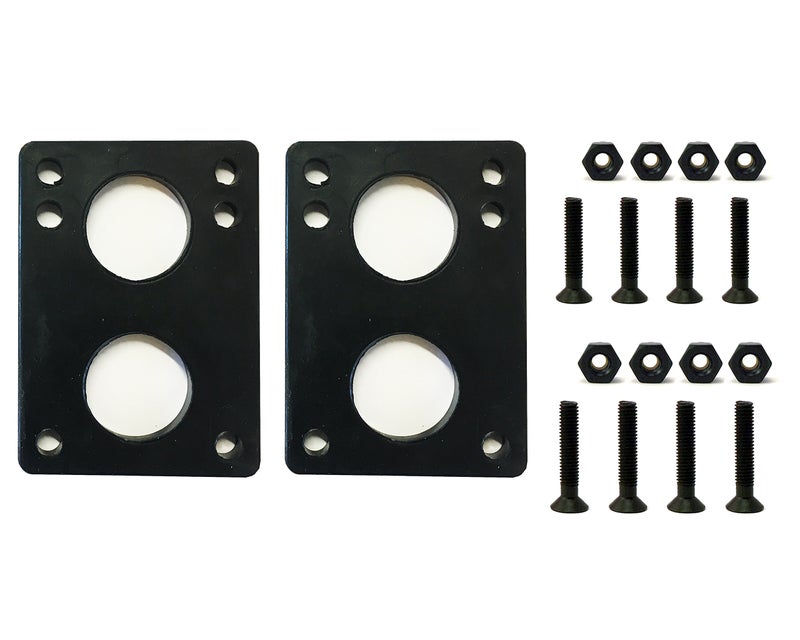 VJ Longboard Skateboard Riser Pads 6mm (1/4 ") Black w/Skateboard Screws Hardware BK 1.25 "(6mm Riser w 1.25inch Screws) - Image 1